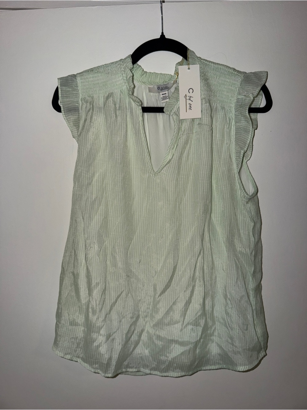 CeCe Pale Mint Green Ruffle-Trim Sleeveless Camisole